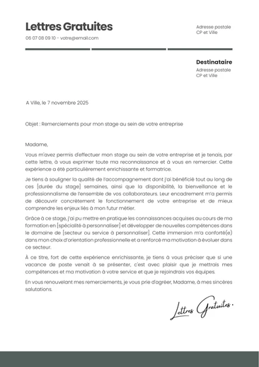 Un exemple de mail de remerciement après la fin de son stage en entreprise