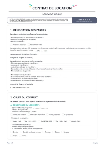 Un bail de location meublée