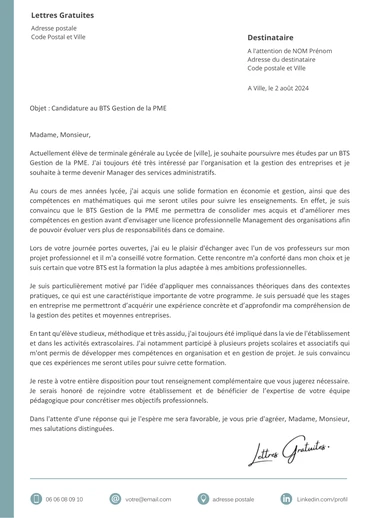 Une lettre de motivation pour le BTS GPME