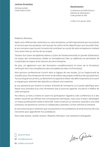 Une lettre de motivation en candidature spontanée