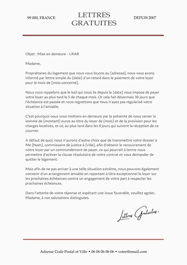 Une lettre pour relancer un locataire après un loyer impayé