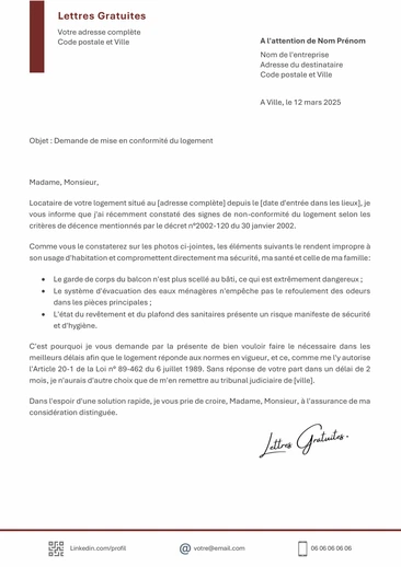 Une lettre pour dénoncer un logement indécent