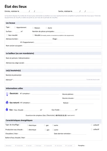 Un modèle d'état des lieux au format PDF