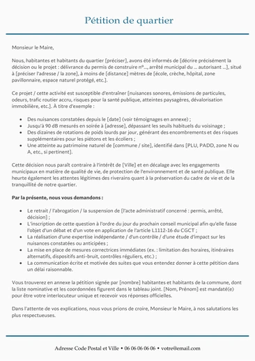 Une pétition de voisinage à imprimer