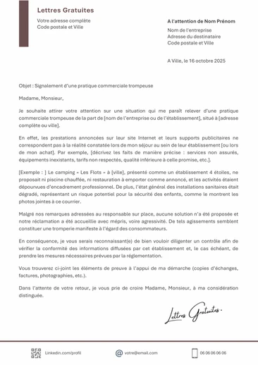 Une lettre pour dénoncer une fraude à la DGCCRF