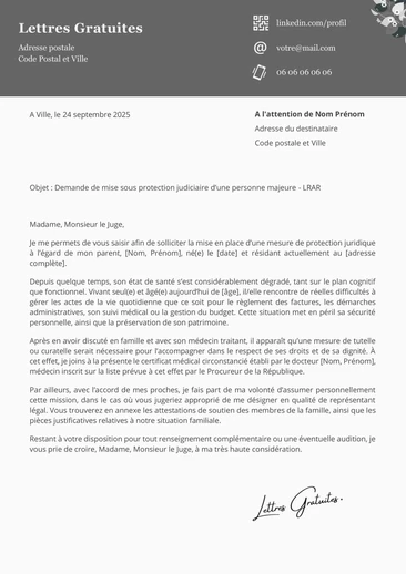 Une lettre au juge des tutelles