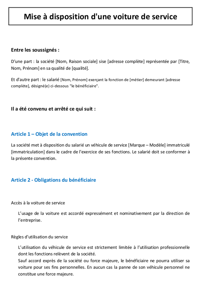 Clause De Mise À Disposition D'Un Téléphone Portable