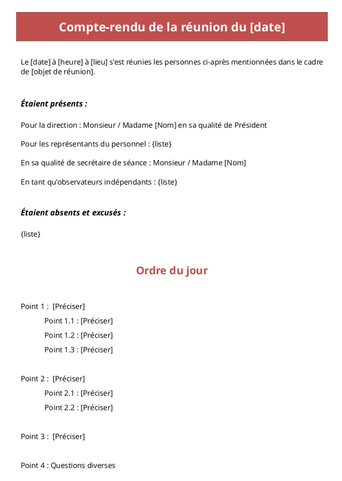 PV de réunion